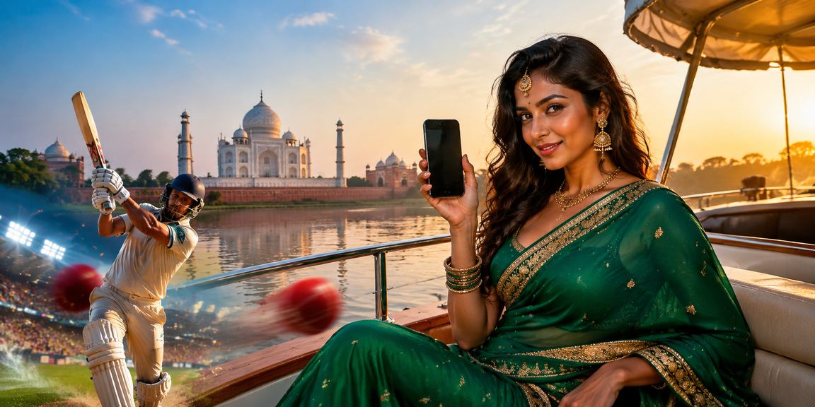 Agra Taj Mahal cricket betting with female in saree